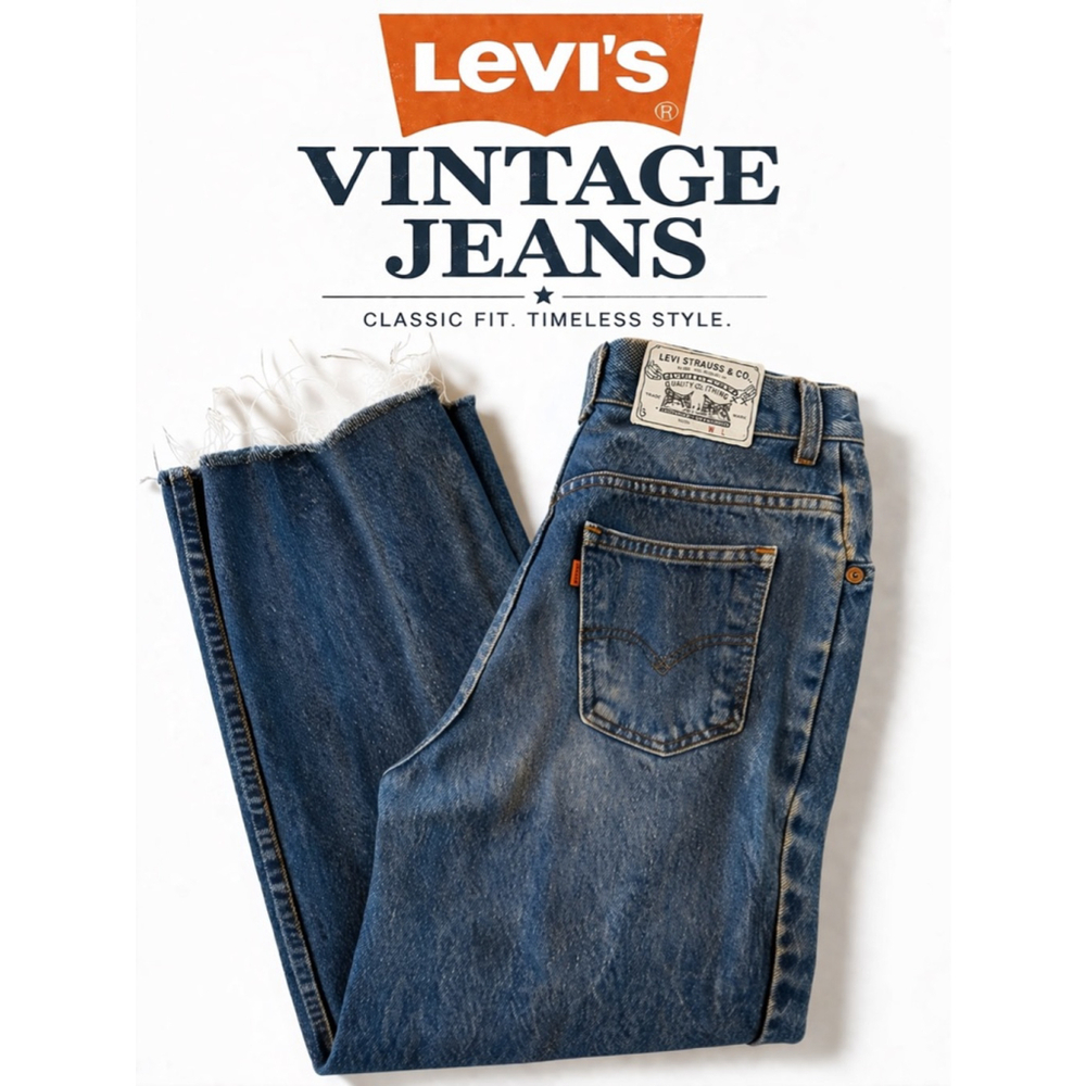 Vintage Levi’s California Straights Distressed Jeans Raw Hem Medium Wash 90s